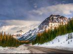 Scenic Views of the Icefields Parkway in winter, Banff National Park Alberta Canada