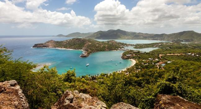 Tropical Caribbean Landscape of English Harbour and Nelson's Dockyard in Antigua