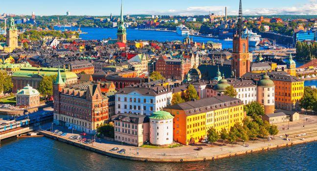 Scenic summer aerial panorama of the Old Town (Gamla Stan) in Stockholm, Sweden; Shutterstock ID 133005938; Project/Title: Fodors Essential Europe Gold Guide; Destination: Essential Europe; Downloader: Jessica Parkhill