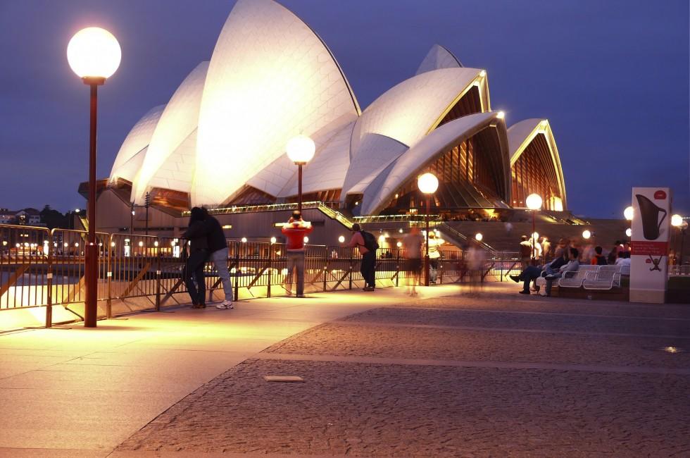 Opera House at night  November 3, 2007 in Sydney, Australia.; Shutterstock ID 41650582; Project/Title: 15 of the World's Grandest Theaters; Downloader: Melanie Marin
