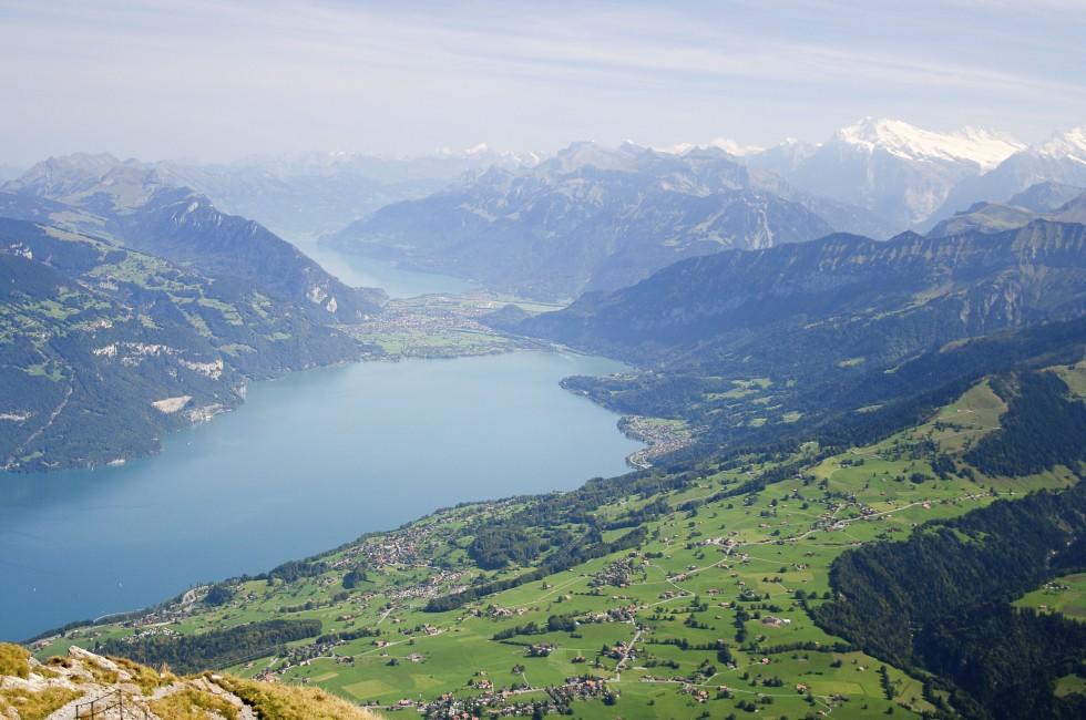 Lake of thun at Interlaken, switzerland, alpine view;