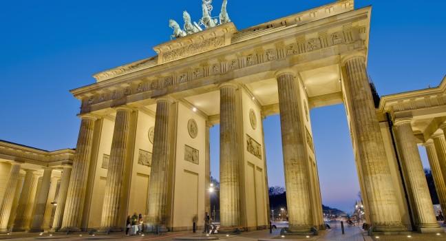The Brandenburger Tor (Brandenburg Gate) is the ancient gateway to Berlin, Germany 