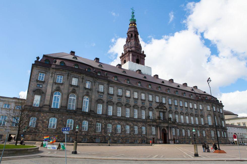 COPENHAGEN, DENMARK - APRIL 19: Christiansborg Palace on the islet of Slotsholmen is the seat of the Danish Parliament. It is located in the center of Copenhagen, Denmark, on April 19, 2010.; Shutterstock ID 177632753; Project/Title: Fodor's Top 100; Downl