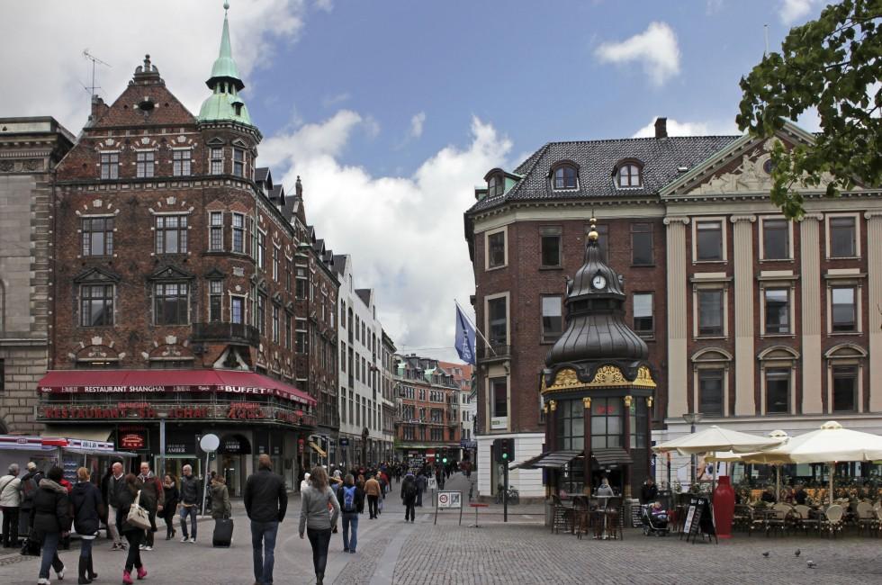 COPENHAGEN - MAY 17 : Stroget - this popular tourist attraction in the center of town is the longest pedestrian shopping area in Europe in Copenhagen, Denmark. On May 17, 2012; 