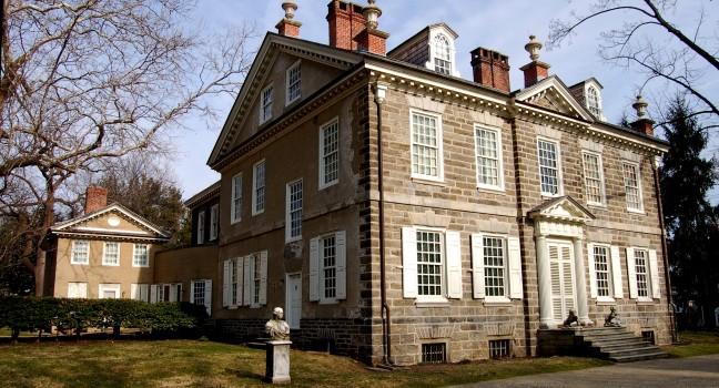 The Chew House, also known as Cliveden, in the Germantown section of Philadelphia, PA.  Americans soldiers fought from inside of the house during the Battle of Germantown in the Revolutionary War