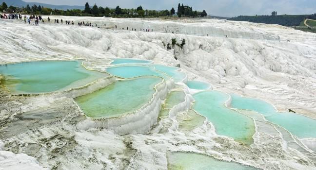Travertine pools and terraces at Pamukkale, Turkey; Shutterstock ID 158916125; Project/Title: Photo Database Top 200