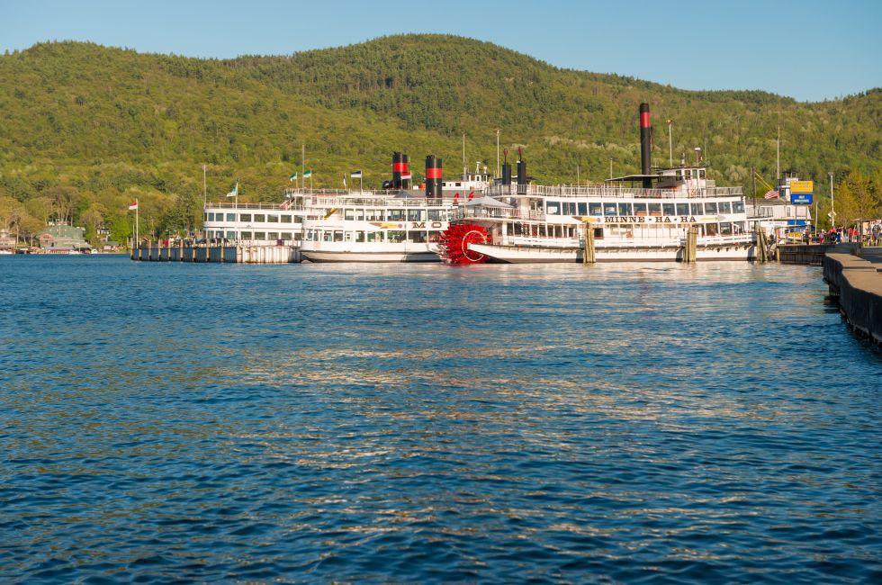 LAKE GEORGE, NY - MAY 17:Steamboats on Lake George,NY on may 17th,2014. The Lake George Steamboat Company was incorporated in 1817 to operate steamboats on Lake George, New York