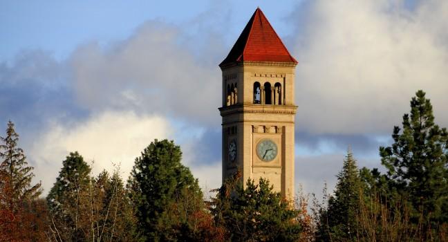Clock tower in Riverfront Park, site of the 1974 World's Fair, in Spokane, Washington.