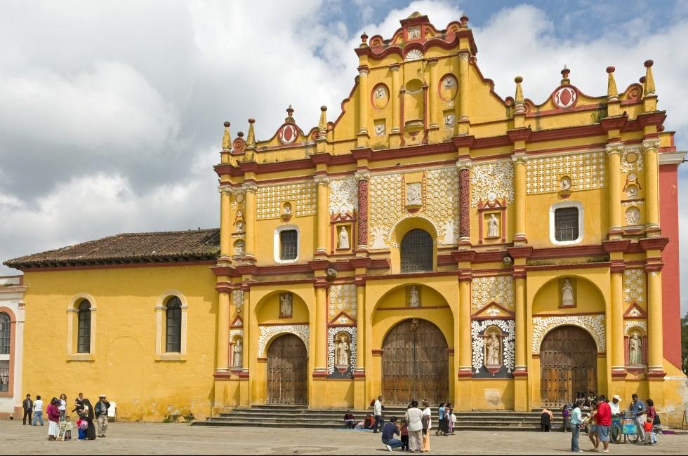 Yellow Church in San Cristobal las Casas, Chiapas Mexico; 