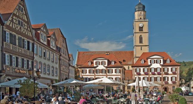 Market place of spa town Bad Mergentheim, Germany