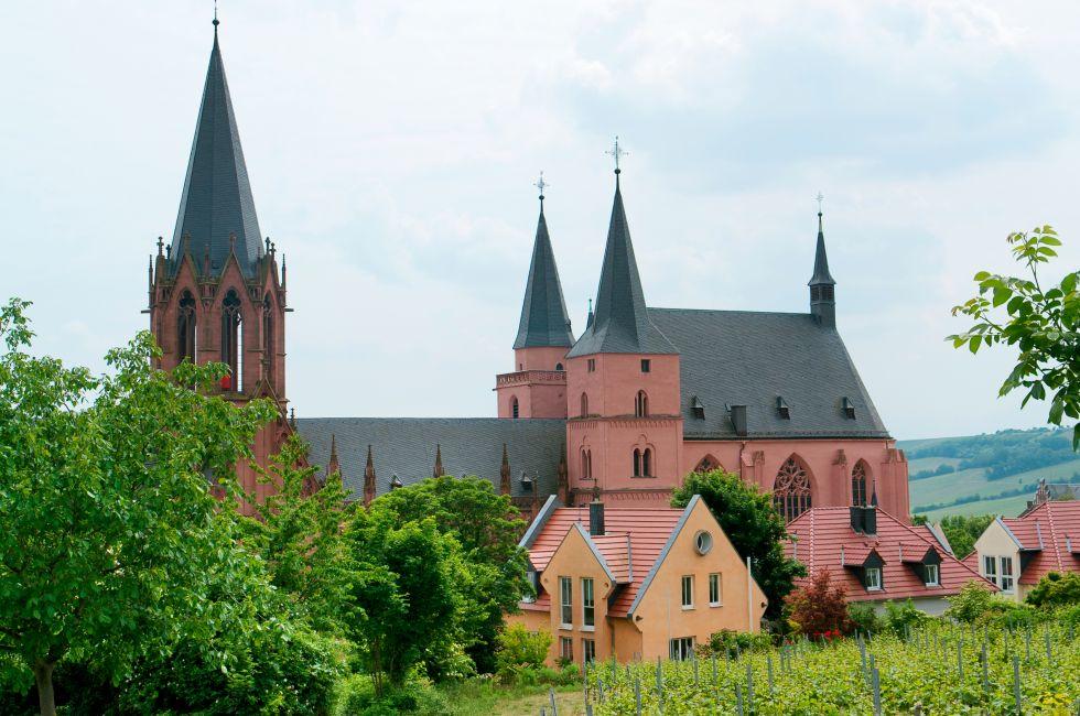 Oppenheim with Katharinenkirche in the Mainz-Bingen district of Rhineland-Palatinate in Germany.