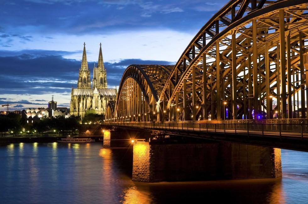 Cologne cathedral after sunset;