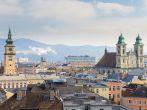 Linz, View on old city with churches, Austria