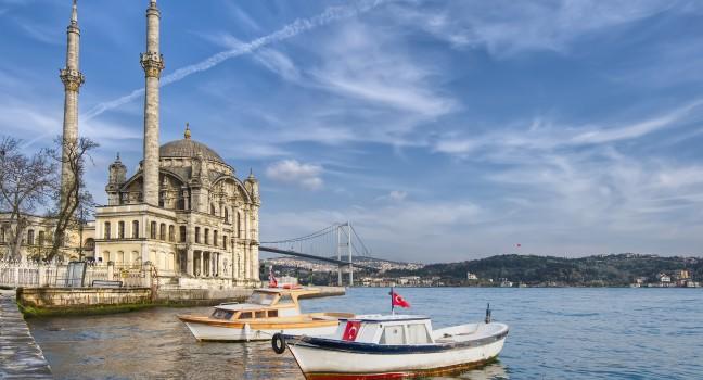 Ortakoy Mosque on the Bosphorus shore at Istanbul.