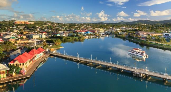 ST JOHNS, ANTIGUA - NOVEMBER 6:  St Johns waterfront pictured on November 6, 2013.  St Johns is the capital of the island of Antigua, one of the Leeward Islands in the West Indies.; 