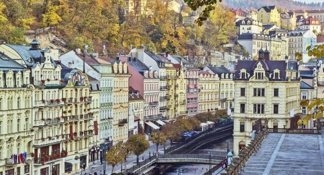 Houses in city center of Karlovy Vary;