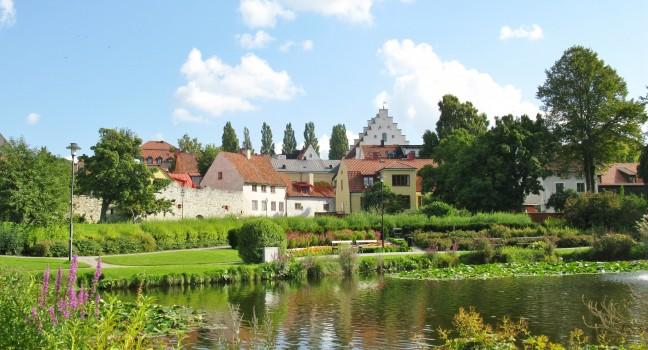 A view of a park in the city Visby on the island Gotland in Sweden.