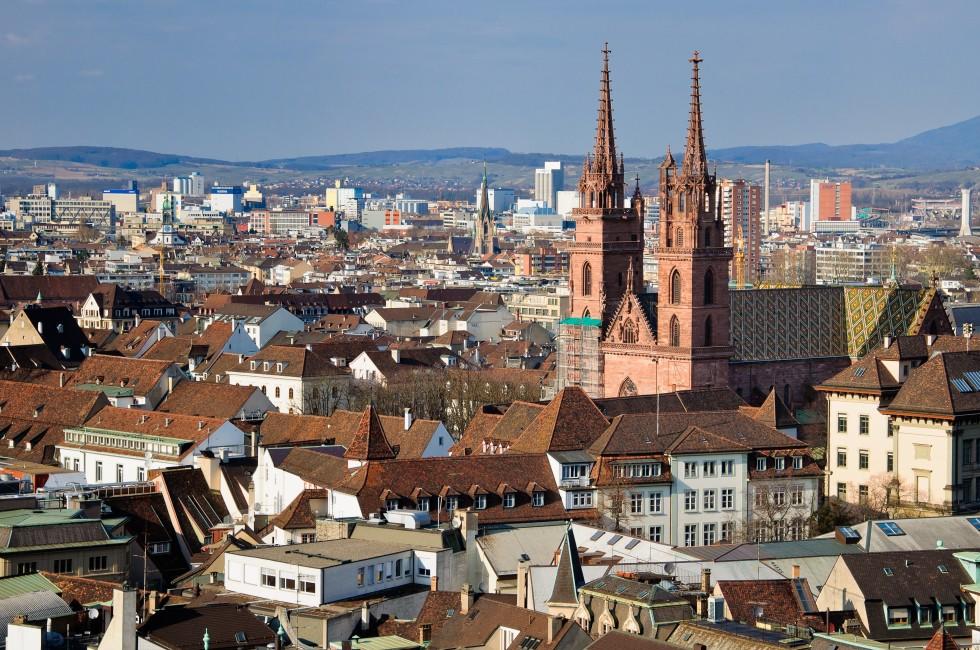 Basel Munster and city view. Switzerland.