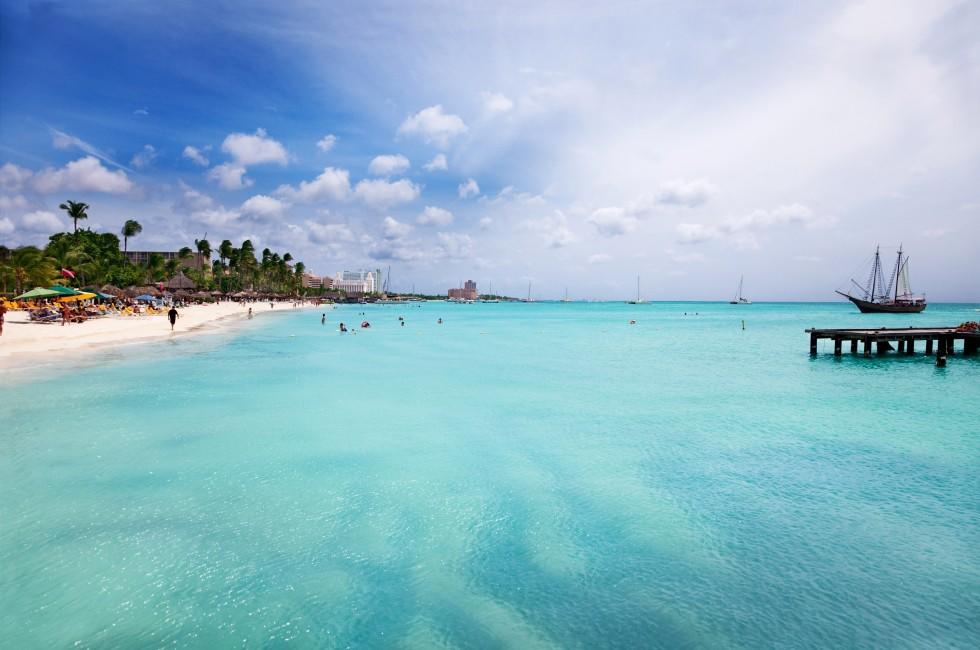 Palm Beach, Aruba, looking south toward Oranjestad.