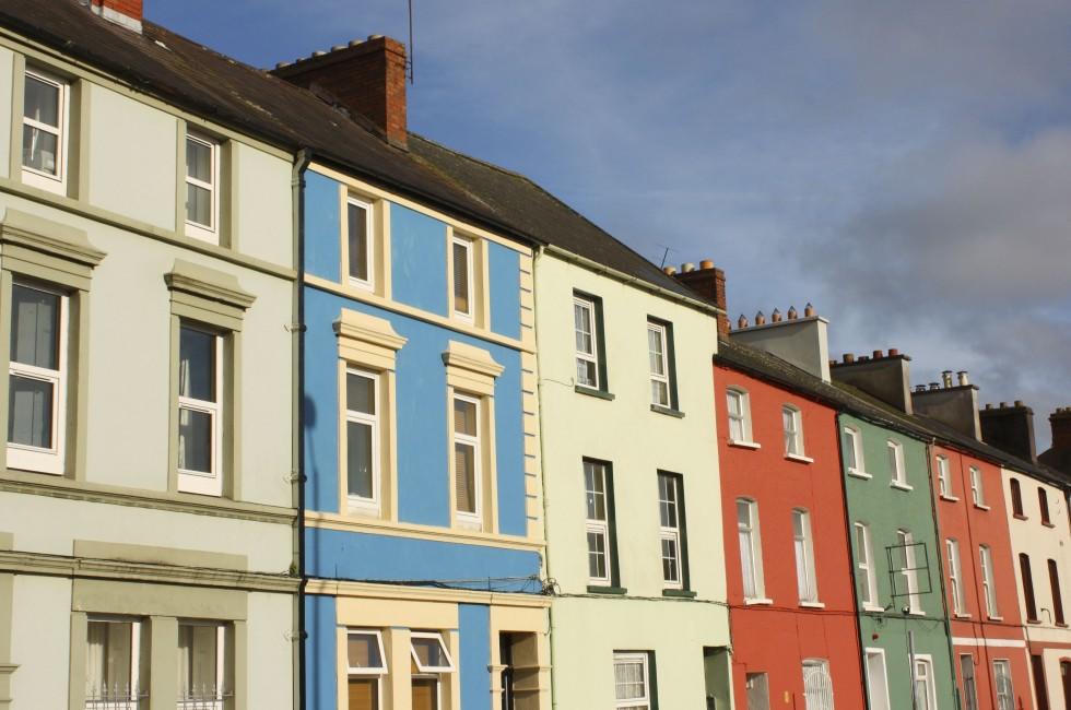 Row of colorful Irish houses in Cork city, Ireland 