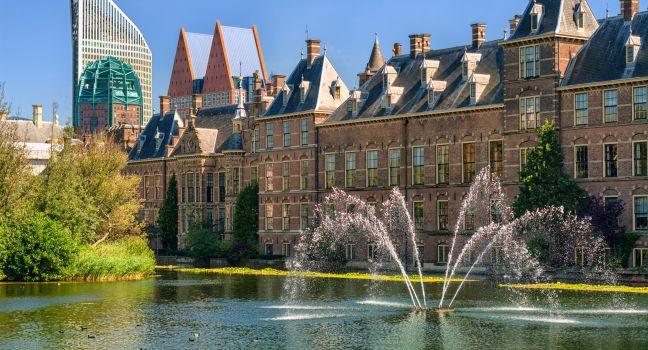 The Hague, capital of Netherlands, Binnenhof palace, place of Parliament; 