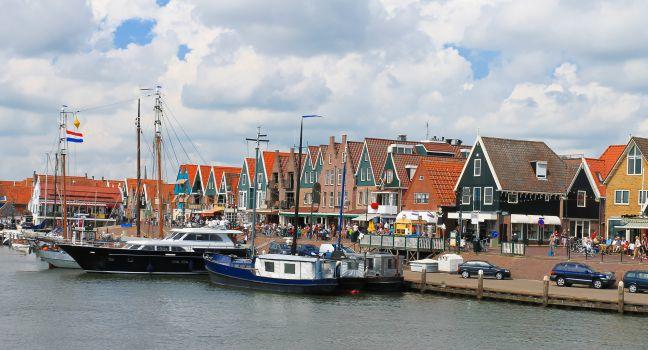 Ships in the port of Volendam. Netherlands.