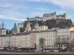 SALZBURG , AUSTRIA - 24 DECEMBER 2013 : Close up view of Hohensalzburg fortress from the opposite of old town in the afternoon. 