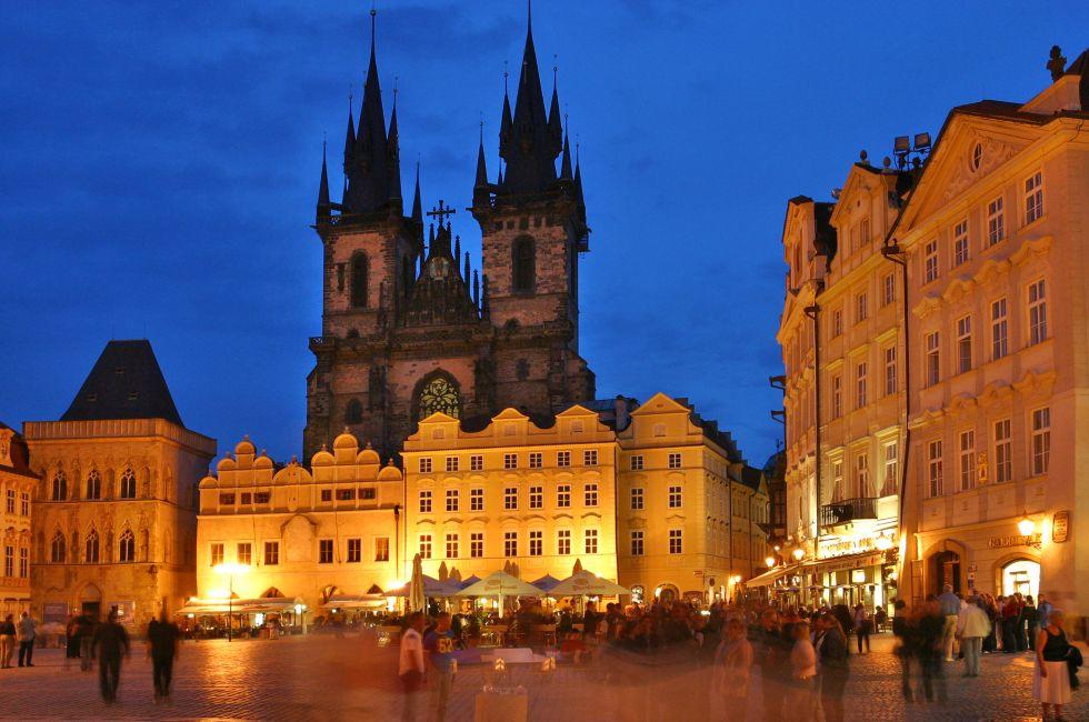 Public square in Prague by nigth.