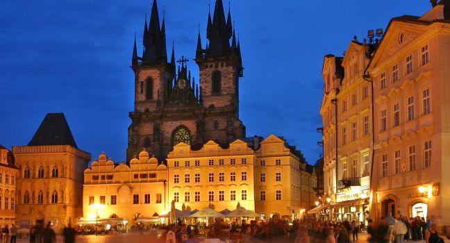 Public square in Prague by nigth.