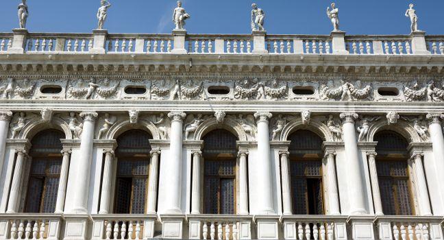 Facade of the National Library (Biblioteca Nazionale Marciana) in St Mark's Square. ; Shutterstock ID 157845704; Project/Title: World's 20 Most Stunning Libraries; Downloader: Fodor's Travel