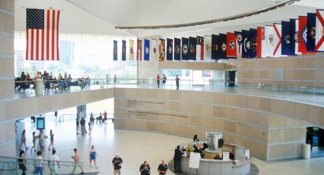 Interior of National Constitution Center for the US Constitution on Independence Mall, Philadelphia, Pennsylvania. 