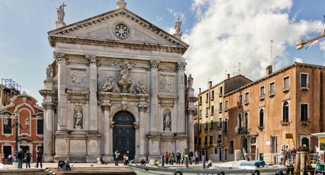 VENICE, ITALY - APRIL 20: Venice famous landmark San Stae Church on April 20, 2012 in Venice, Italy. San Stae church locates in the sestiere di Santa Croce and is constructed by Domenico Rossi.